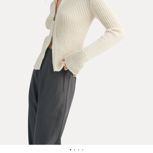 NWT Sage The Label - Cream Ribbed Zip-up Cardigan - Picture 2 of 8
